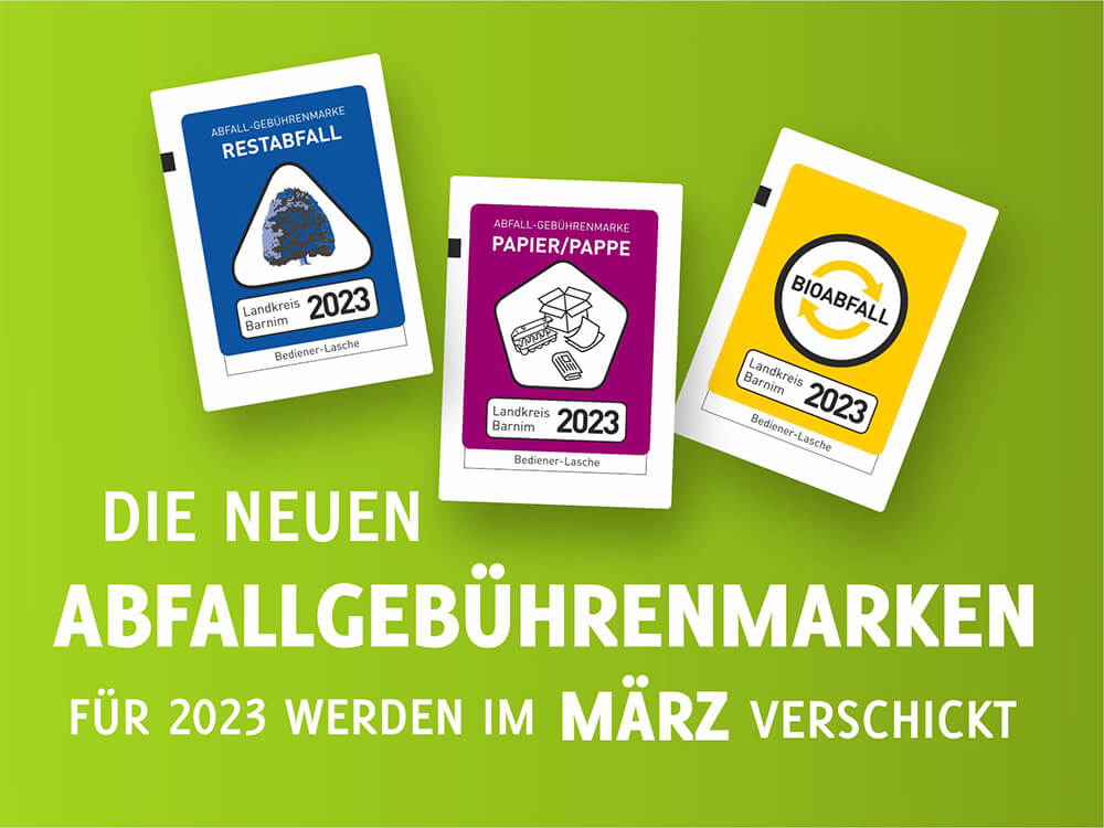 Die neuen Abfallgebührenmarken für 2023 werden im März verschickt (Bild © Kreiswerke Barnim)