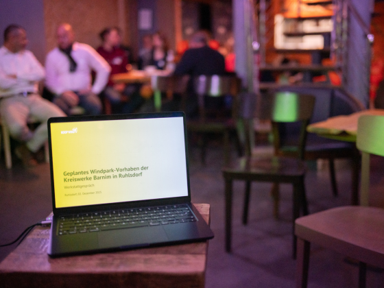 Präsentation von Koop Wind zum geplanten Windparkvorhaben der Kreiswerke Barnim in Ruhlsdorf (Foto: Torsten Stapel)