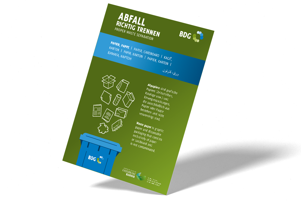 Plakat DIN A3 Abfall richtig trennen (Pappe, Papier) Hochformat