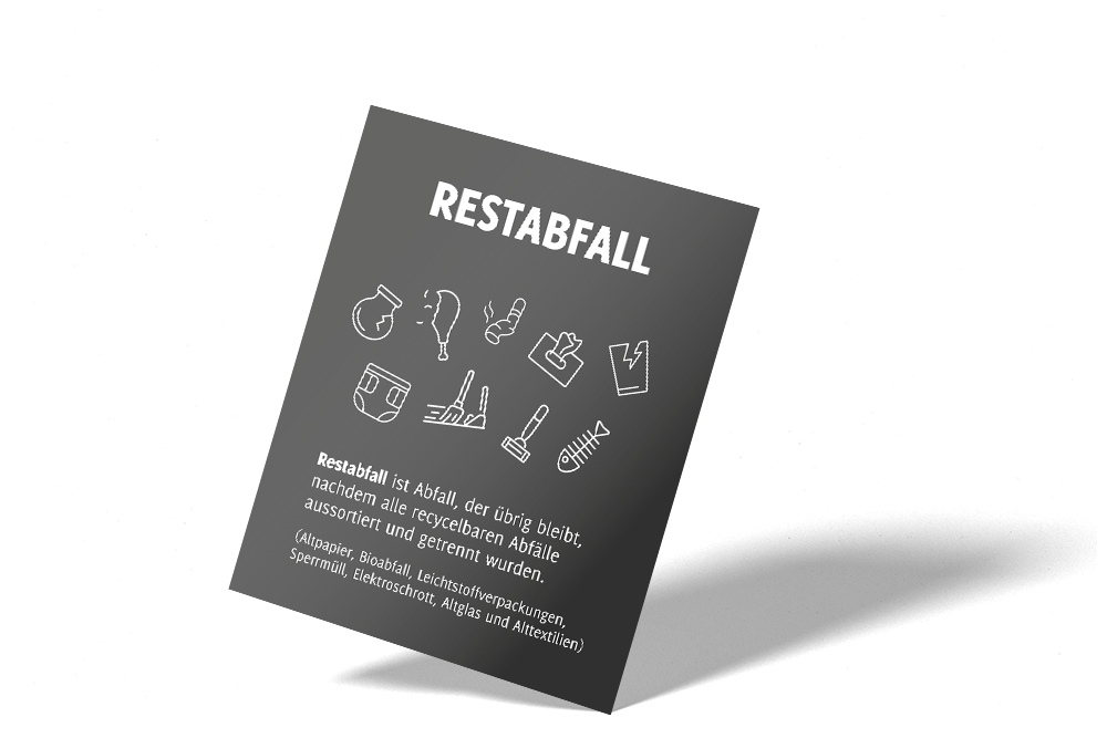 Aufkleber (Restabfall) Hochformat, 140 x 170 mm
