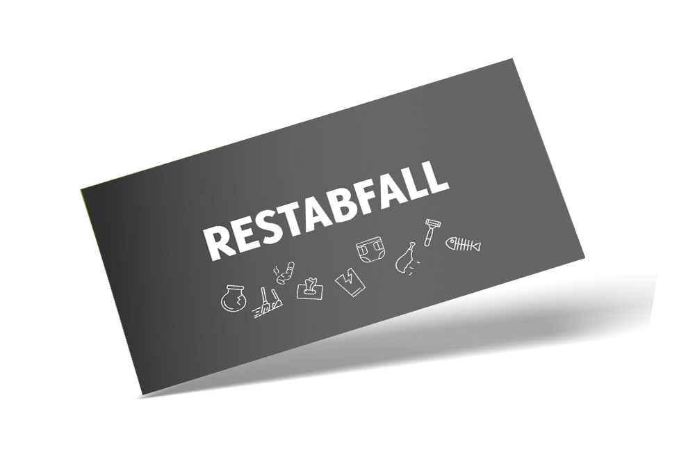 Aufkleber (Restabfall) Querformat, Maße 200 x 100 mm